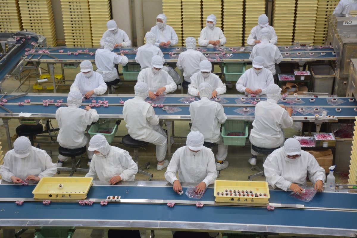 工場の製造ラインで働く人々